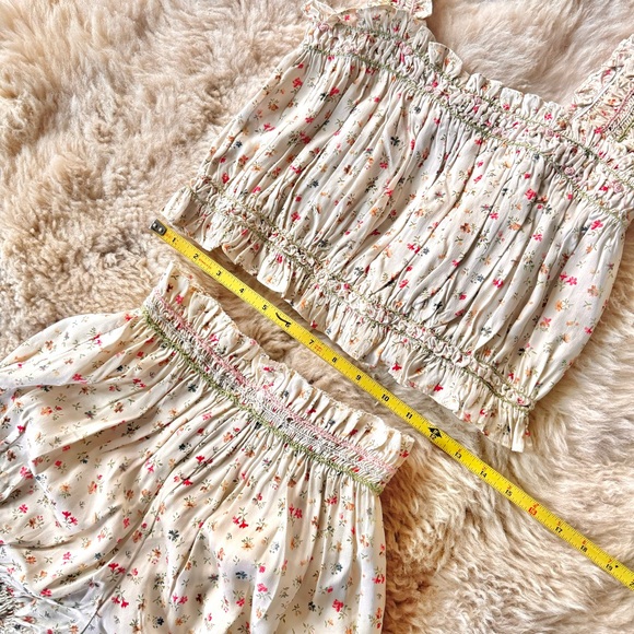 ✨🪷🍧DÔEN ‘Elle & Dew’ Silk Cottage Breeze Floral Embroidered Loungewear Set XS✨ - Picture 10 of 17